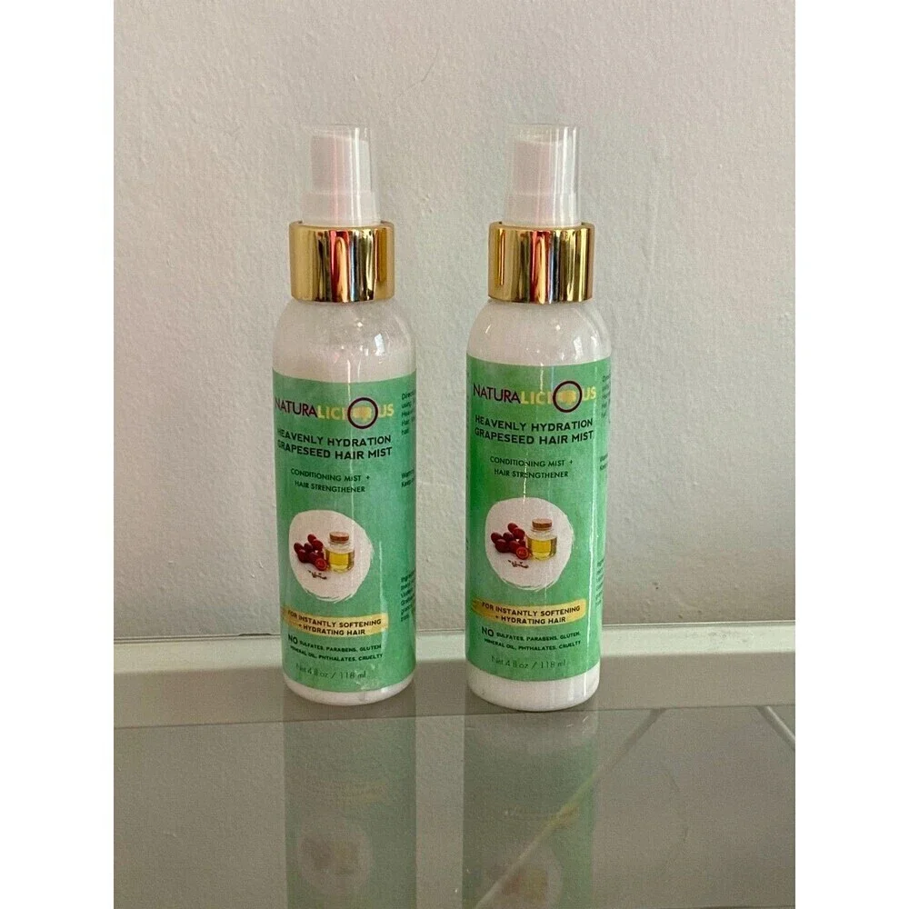 (2) Naturalicious Heavenly Hydration Grapeseed Hair Mist Conditioning 4oz NEW